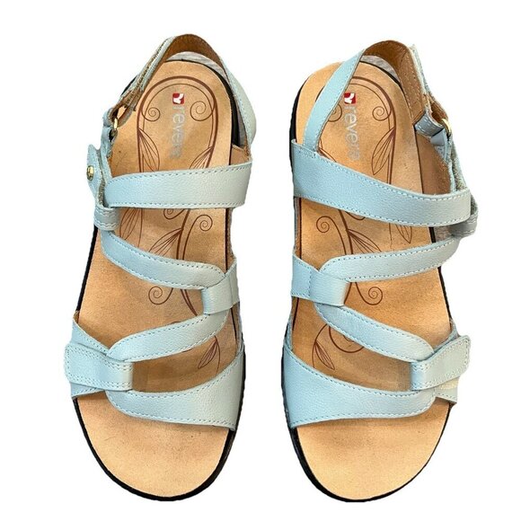 Revere Women’s Emerald 3 Strap Leather Sandals Miami Seafoam French Size 8 Wide - Picture 5 of 9